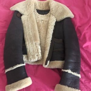 Ugg brown leather & shearling coat